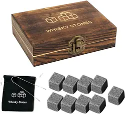 Deluxe Whiskey Chilling Stones - Premium Gift Set with Reusable Granite Cubes (SetA)