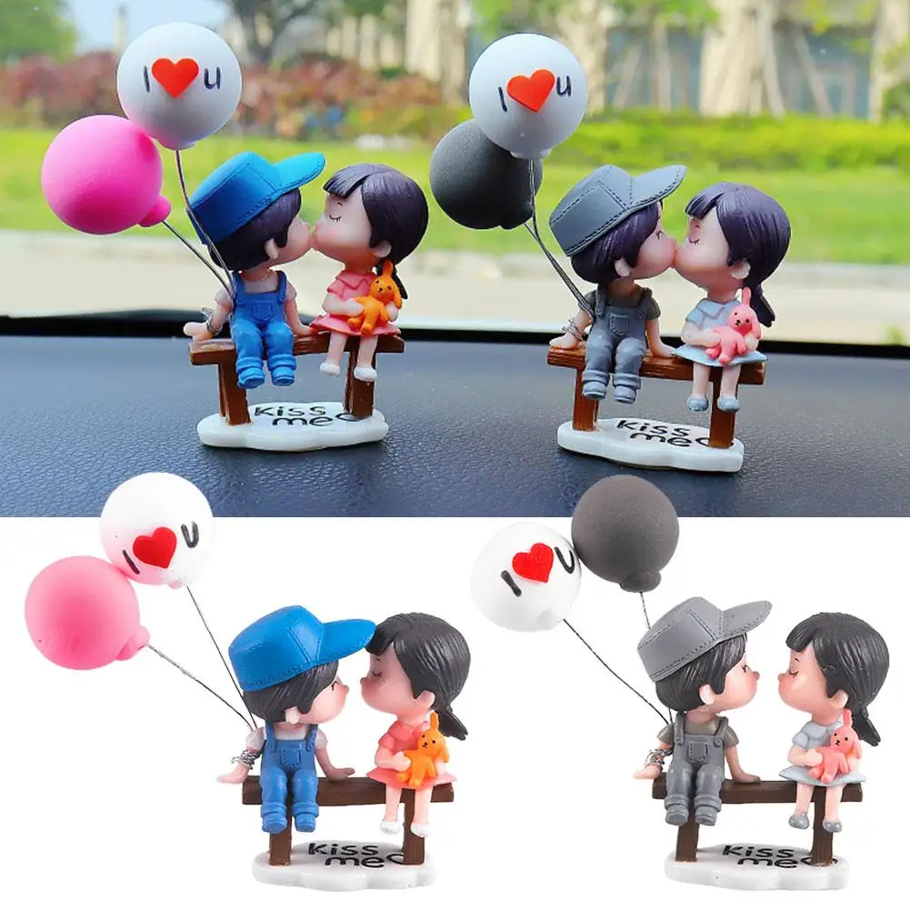 

Anime Couples For Car Ornament Model Cute Kiss Balloon Figure Auto Interior Decoration Pink Dashboard Figurine Accessories J4J9