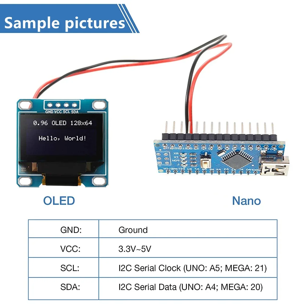 OLED Display Module 0.96 Inch I2C IIC SPI Serial 128X64 SSD1306 LCD 3.3-5V 4 Pin 1-10PCS for Arduino