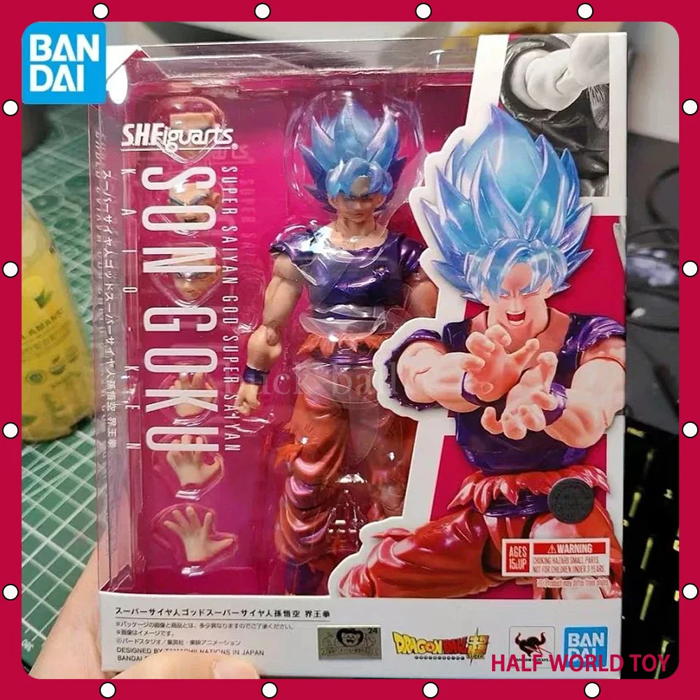 

Original Bandai S.H.Figuarts Goku Kaio Ken VJUMP 30th Anime Figure Super Saiyan God SHF Son Goku Dragon Ball Model Doll Toy Gift