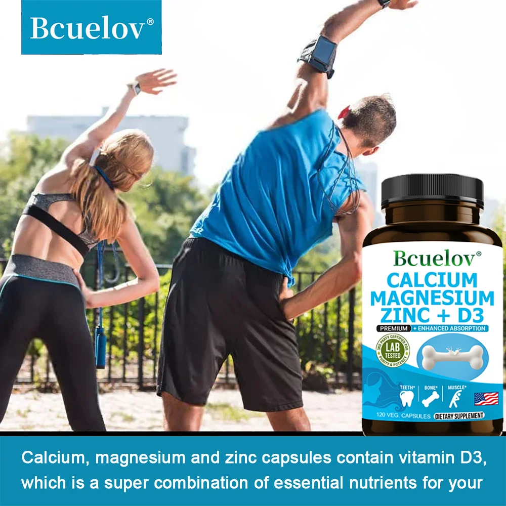 Bcuelov Calcium Magnesium Zinc & Vitamin D3 Capsules for Immune System, Bone, Nervous System Health Support Supplement Non-GMO S000d9b840d6c4797ae55336f4237778cx