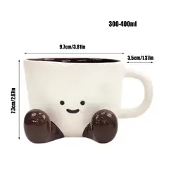 Ceramic Cup with Whimsical Feet Design - Cute Decorative Beverage Mug for Office and Kitchen Use (Brown)
