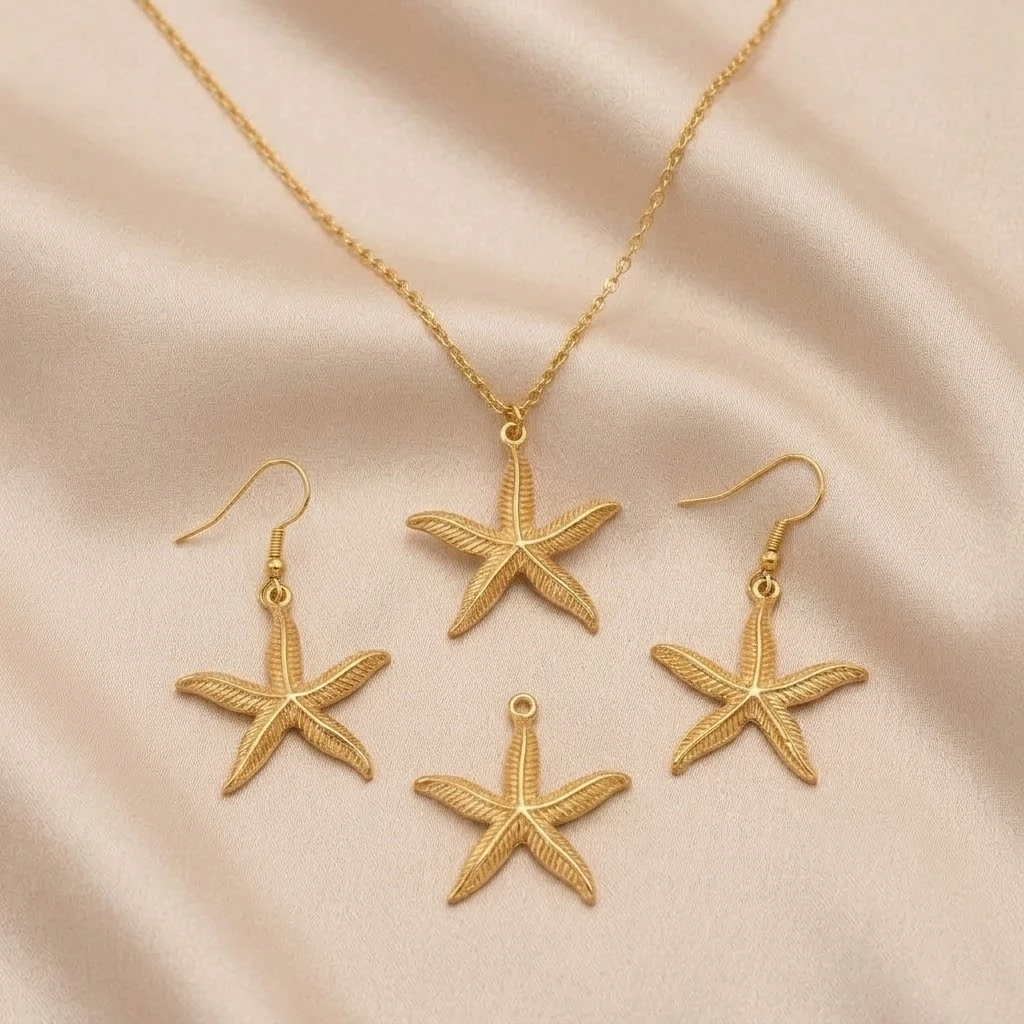 2 Stück Edelstahl Seestern-Anhänger für DIY Halsketten, Armbänder, Ohrringe, Sommer-Strandschmuck und Bastelarbeiten – Detail 1