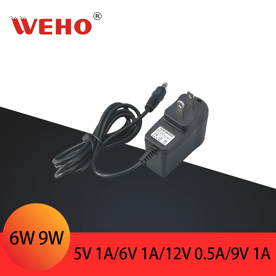 

Wall Plug 6W 9W to DC 5V 6V 9V 12V Switch DC Power Adaptor 0.5A 1A Power Adapter Supply