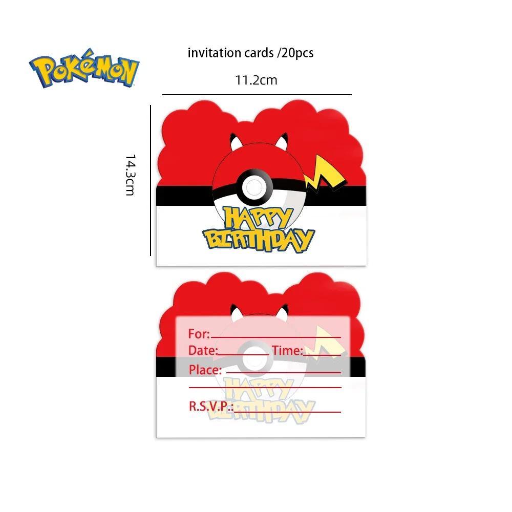 Pokemon Fairy Ball biglietto d'invito per matrimonio Pikachu carte per carte a pagina singola Packer Pocket Ball Cards for Kids Party Holiday Gifts Coupon