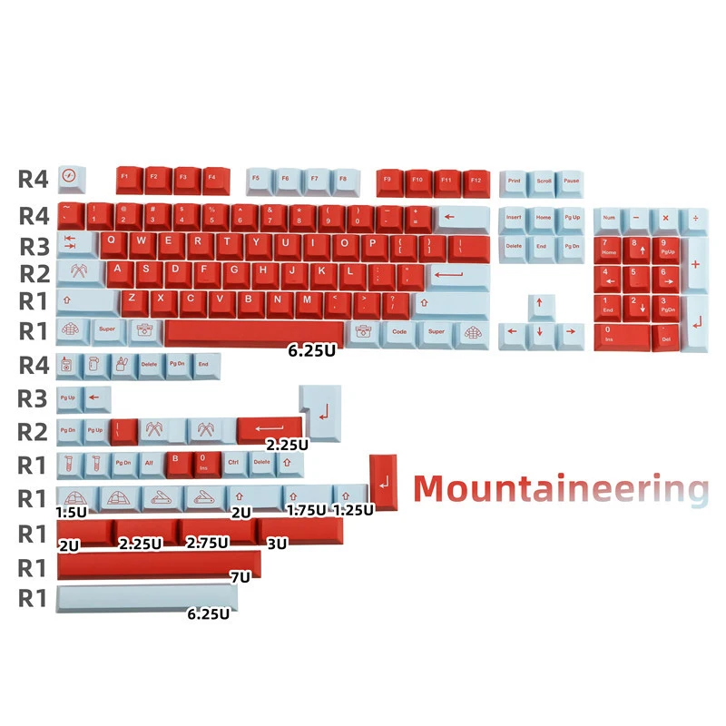 

GMK Mountaineering Keycaps PBT Dye Subbed Key Caps Cherry Profile Keycap With 2.25U 2.75U 3U 7U Spacebar ISO Enter