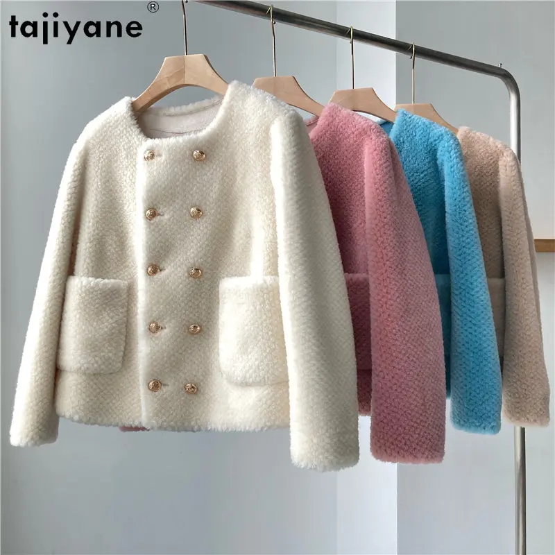 

Tajiyane 2023 Autumn Winter Sheep Shearing Jacket Women Short 100% Wool Coat Fur Coats Women Wool Jackets Fashion Blouson Femme