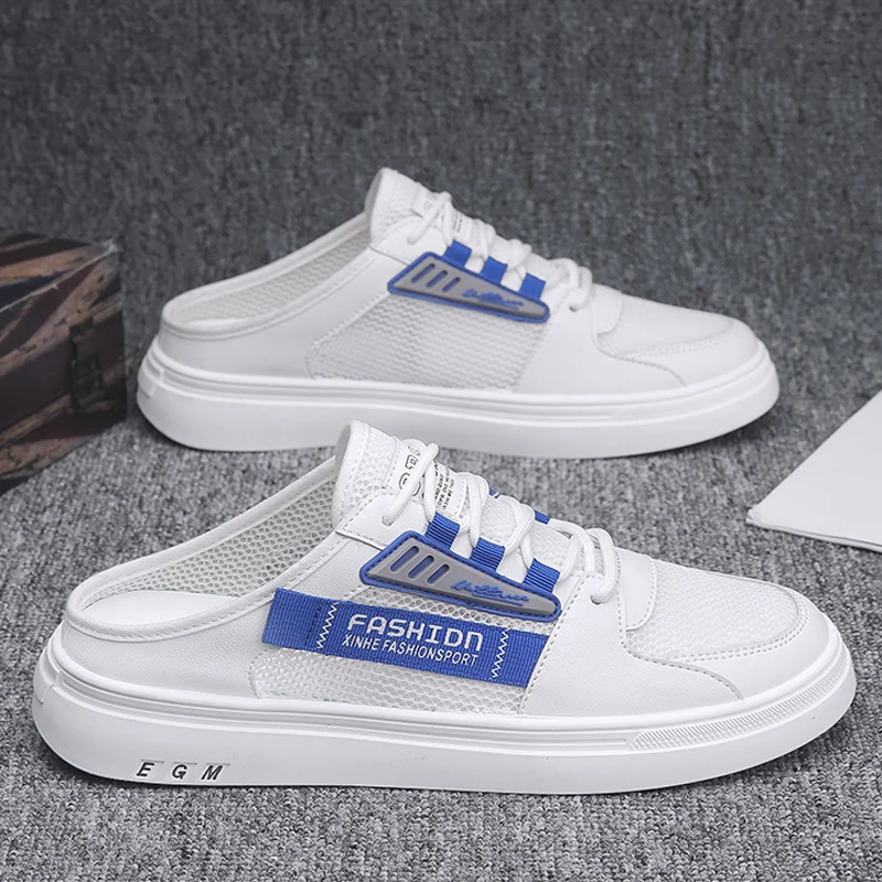

Close Toe Men Slide Lace-up Scuff Casual Slippers Summer Breath Shoes
