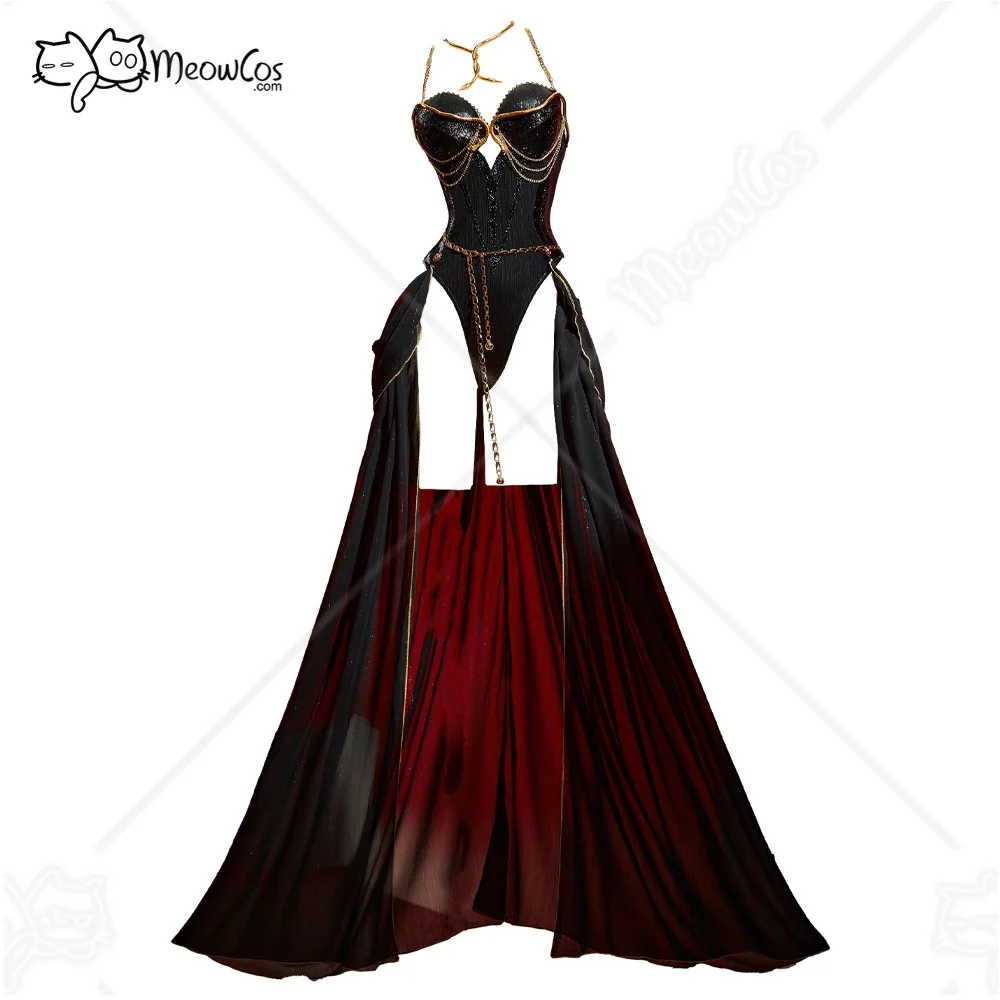MEOWCOS Women Gothic Bodysuit Halloween Costume Spaghetti Strap Bodysuit with Unique Serpentine Decoration