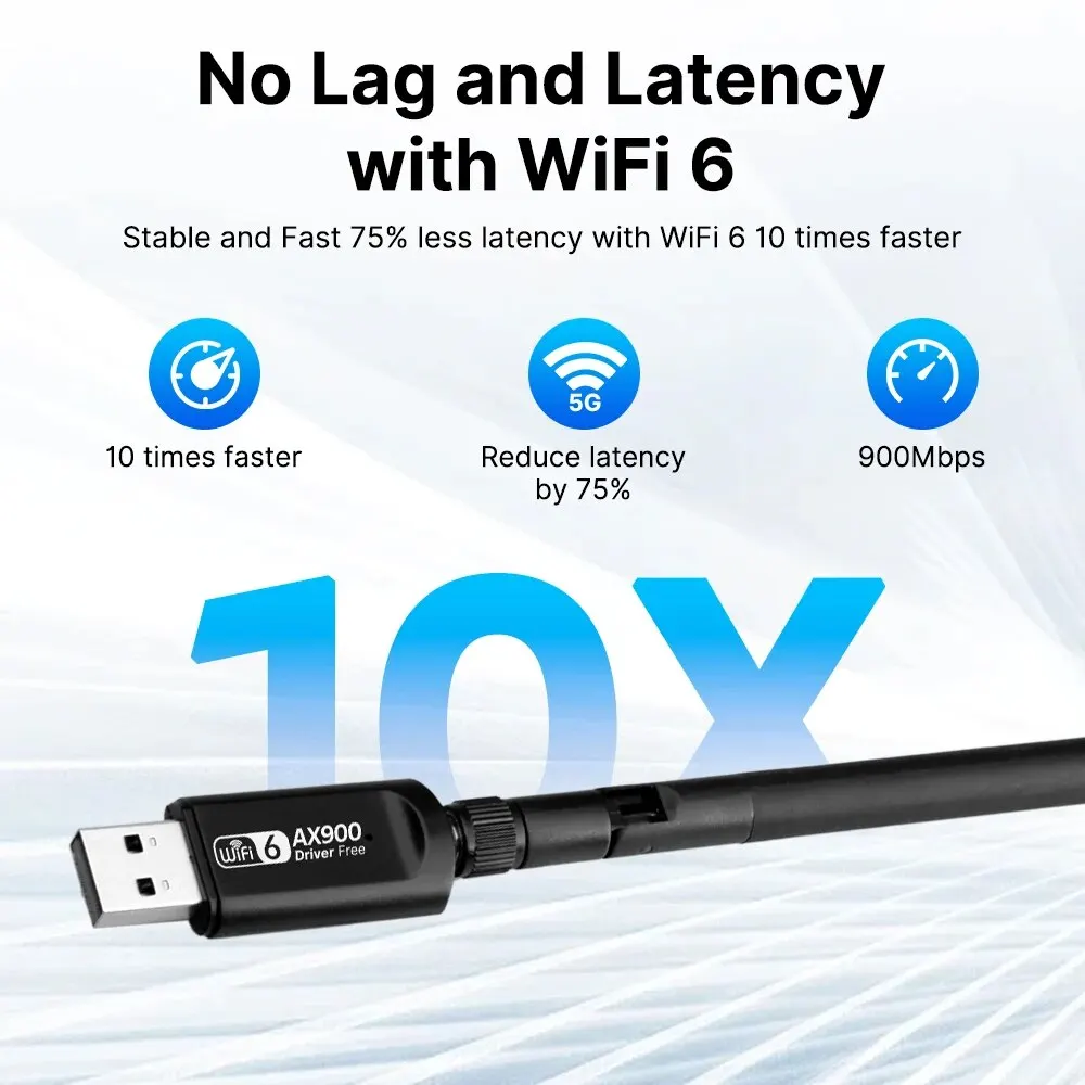 듀얼 밴드 무선 와이파이 리시버, USB AC 와이파이 어댑터, 2 in 1, 2.4G, 5G, 5dBi 동글, Win10, 11 PC 노트북, 무료 드라이브, 6 AX900
