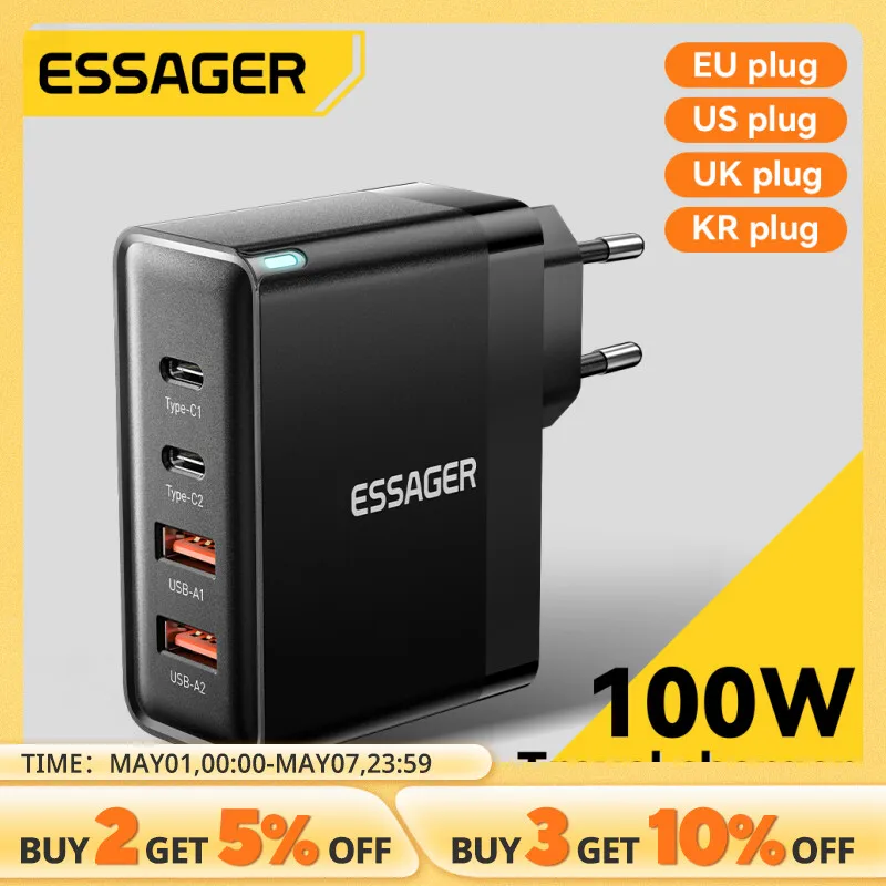 Ładowarka Essager 100W GaN za $15.55 / ~61zł