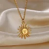 Collier géométrique en acier inoxydable pour femmes, pendentif tournesol, chaîne de clavicule, accessoires de bijoux esthétiques