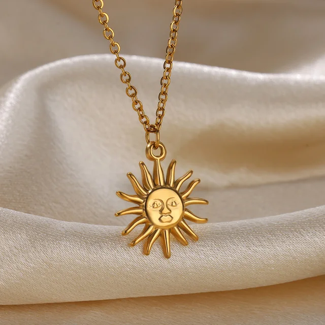 Collier géométrique en acier inoxydable pour femmes, pendentif tournesol, chaîne de clavicule, accessoires de bijoux esthétiques