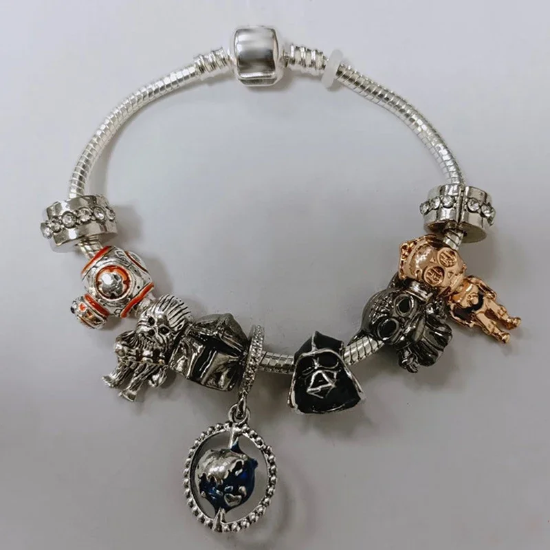 Disney Star Wars Charms Bracciale Donna Master Yoda Beads For Jewelry Making Darth Vader Mandalorian Bb-8 C-3Po Ciondola Bangle Kid