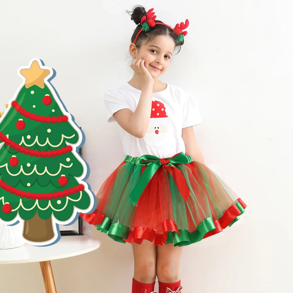 Kids Girl Tutu Skirt Fluffy Birthday Party Ballet Perform Tulle Skirt Christmas Costume with Headband Girls Skirts 2 4 6 8 Years