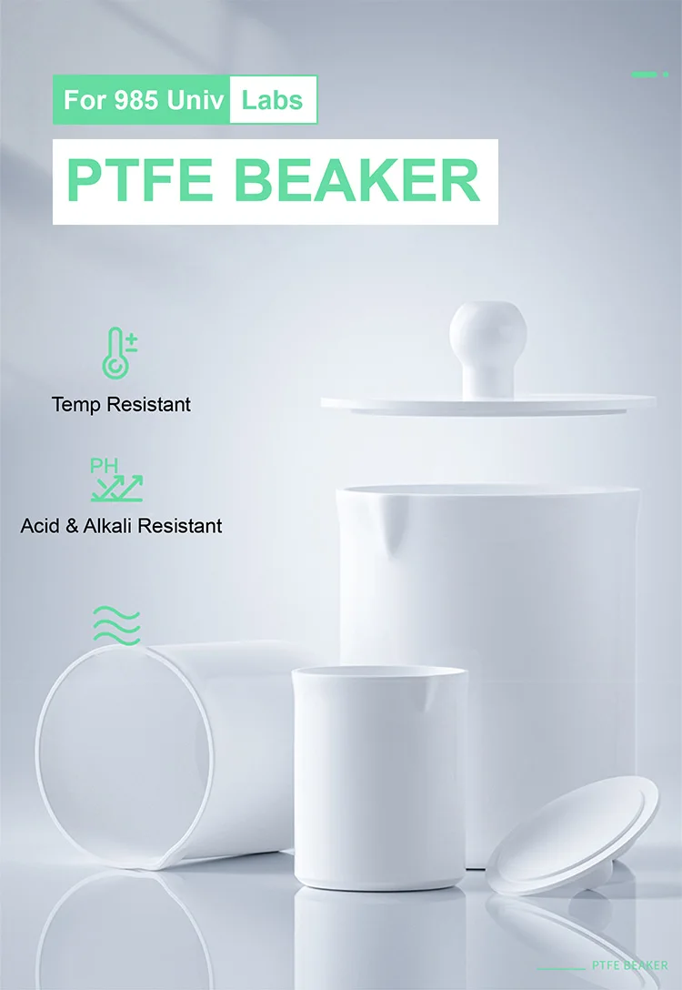 PTFE Beaker with Lid Acid/Alkali/High-Temp Resistant Chemical Non-Stick Corrosio