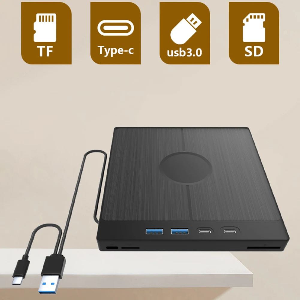 노트북 PC용 슬림 외장 DVD RW CD 라이터 드라이브, 버너 리더 플레이어, 광학 드라이브, DVD 버너, DVD 휴대용, 7 인 1, USB3.0