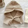 Knitted Balaclava Hat Winter Warm Thicken Imitation Cashmere Scarf Set Shawl Pullover Hat Accessories For Women Girl 4