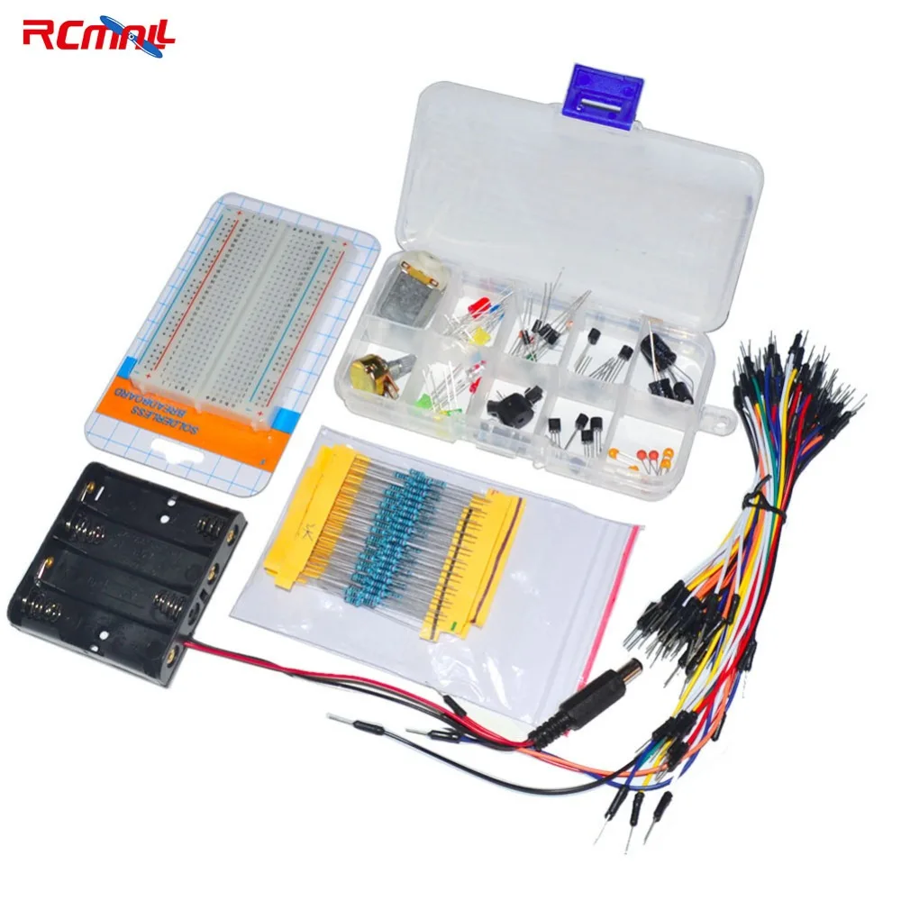 RCmall Electronic Universal Parts Kit Breadboard LED Cable Resistor Potentiometer Capacitance for Arduino FZ1342