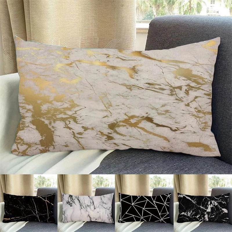 2022 Geometric Marble Texture Abstract Pillow Rectangular Pillow Sofa Cushion Waist Plush Cushion Pillowcase Pillow Core 30*50CM