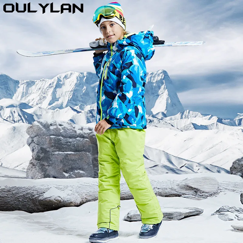 

Oulylan Winter Teenager Boy Snow Suit Sport Warm Children Ski Set Waterproof Jacket Pants Baby Kids Snowboard Tracksuit Clothes