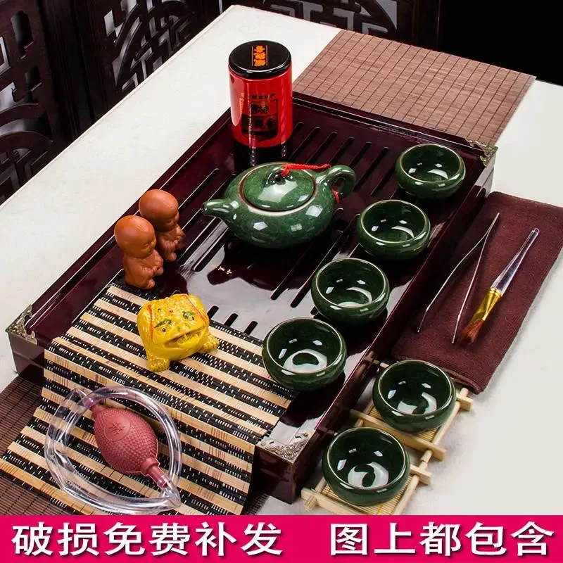 Ceramic Purple Clay Tea Set Kung Fu Pot Infuser Solid Wood Tea Tray Teapot Teacups Drinkware Chinese Gaiwan tea cup tea ceremony tools tea set