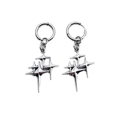 Edgy Gothic Heart & Cross Charm Earrings - Punk Grunge Vintage Jewelry Accessory (B)