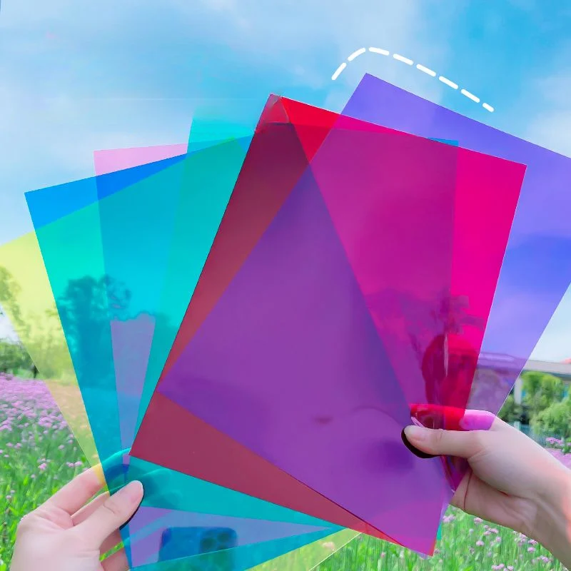 

Colored Cellophane Handmade Kindergarten Transparent Kid's Colorful Plastic Paper A4 Scrapbook Paper Arts and Crafts Supplies