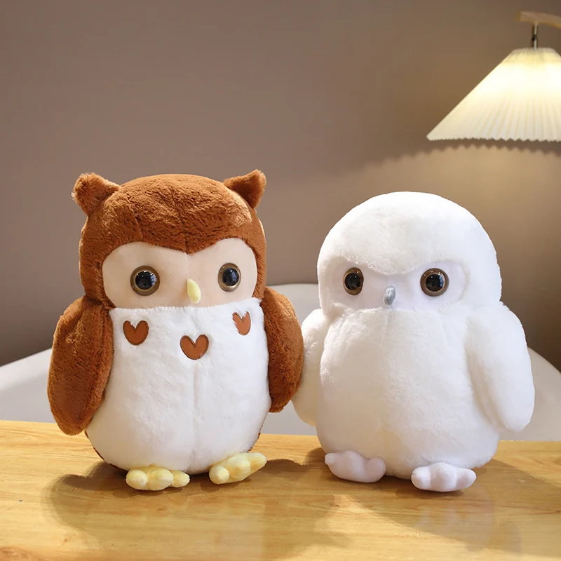 

30-40cm Kawaii Brown Owl Plush Toy Stuffed Animal White Bird Soft Cute Doll Elementary Student Gift for Girl Children Room Decor