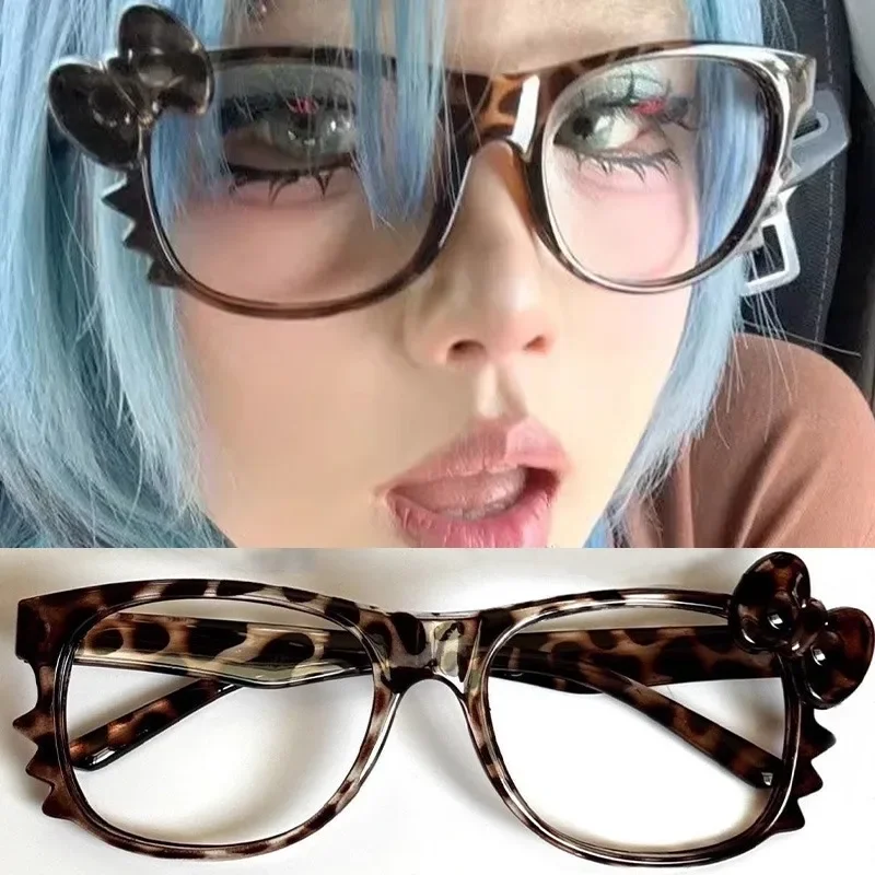 2025 New Kawaii Leopard Print Eyeglasses Frames Cute Cat