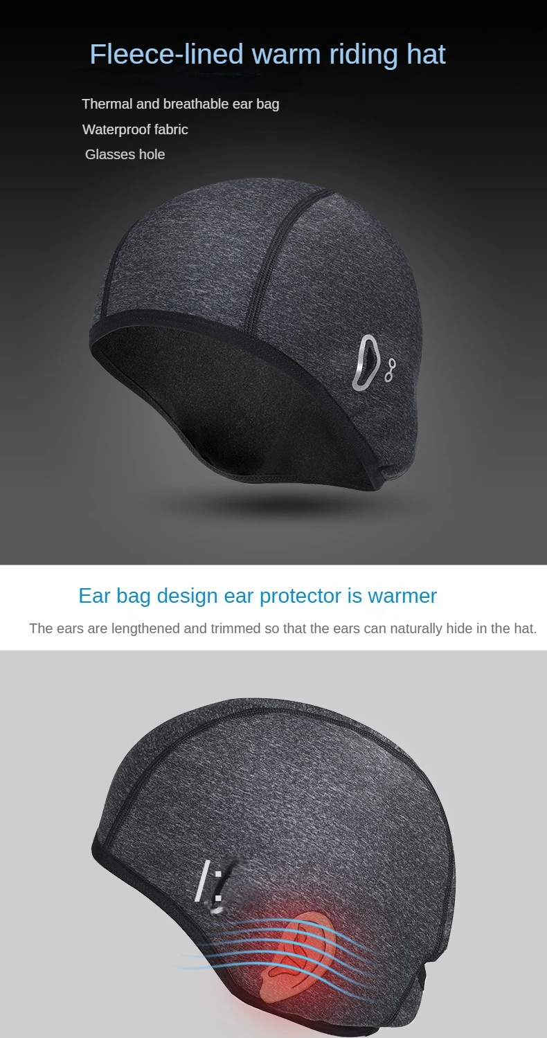 Description Picture 2 of itemWinter Cycling Caps Windproof Thermal Skull Cap Helmet Liner Running Skiing Motocycle Riding Men MTB Bike Hat With Glasses Hole