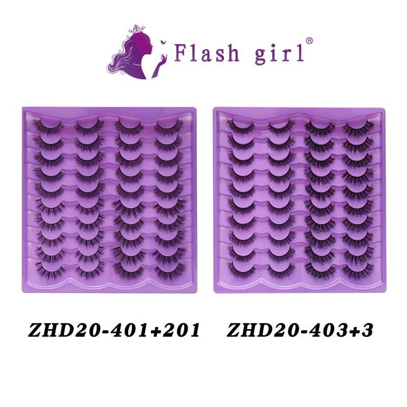 

Оптовая продажа, стабильная поставка, 20 пар, накладные ресницы в европейском и американском стиле, пушистые, короткие, толстые, смешанные, наращивание ресниц с пурпурным лотком