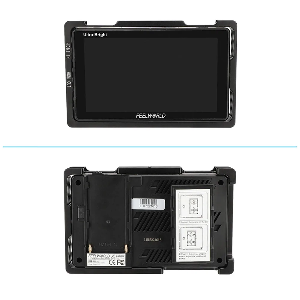 5.5" Monitor Cage Bracket Protective Case for FeelWorld LUT5 with Top Shoe Mount