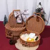 Round Wicker Suitcase Large Capacity Dust-proof Rattan Woven Luggage Box Handmade with Double Handle Sundries Organizer Outdoor 1