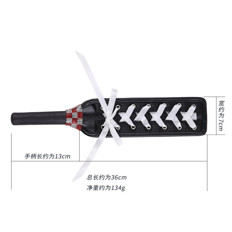 36cm Lace Up Paddle Riding Crops Flogger Horsewhips Spikes Leather Spanking Paddle Slapper Riding Spurs 6