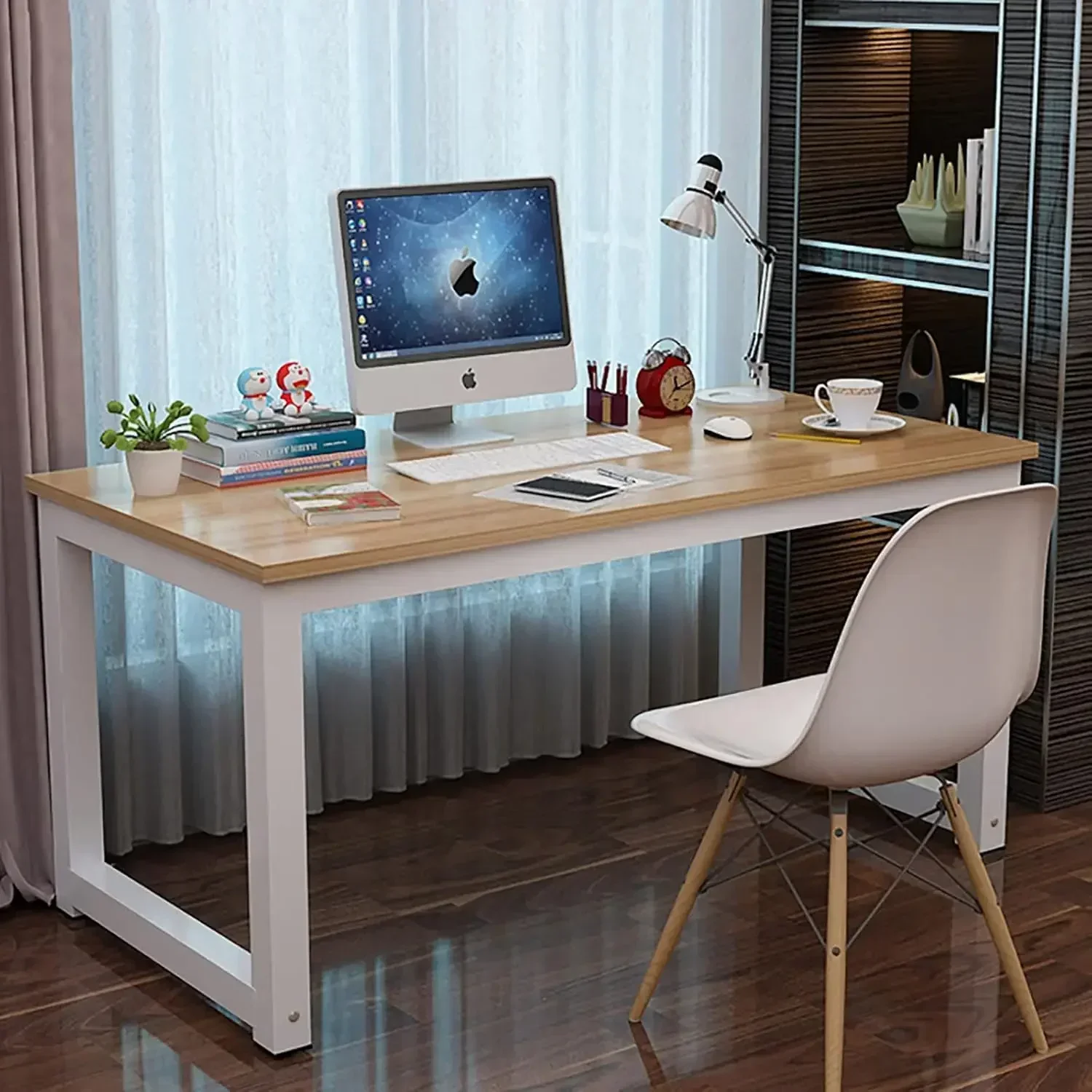 New2025-Modern Computer Desk 63 Inch Large Office Desk, Writing Study Table for Home Office Desk Workstation Wide Metal
