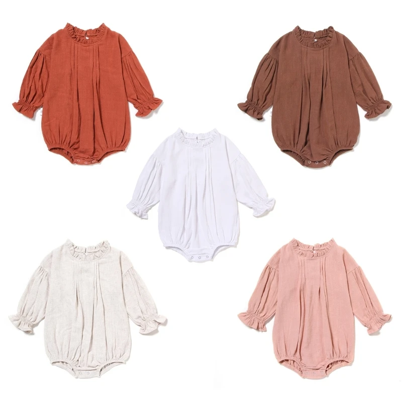 

Baby Jumpsuits French Style Romper Linen Shirt Breathable Cotton Girl Clothing 69HE