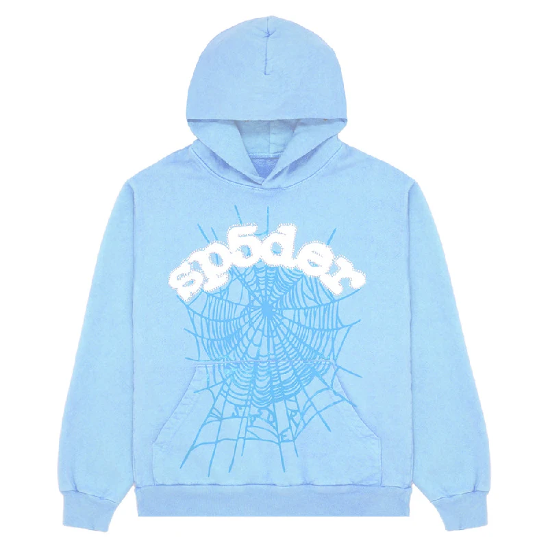2023 New Sky Blue Sp5der Logo Hoodie Men Women 11 Hip Hop Young Thug