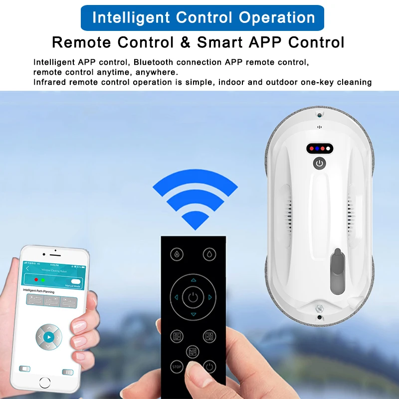 Purerobo W-R4S 초박형 창문 청소 로봇(APP&리모컨 포함), 지능형 청소 로봇, 자동 물 분무 청소 유리/거울/타일, 가정용 진공 청소기 로봇