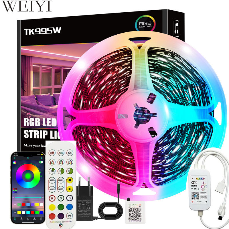 5M/10M8 lights DC 12V 5050 RGB colorful atmosphere festival LED light strip Flexible wifi music light strip set