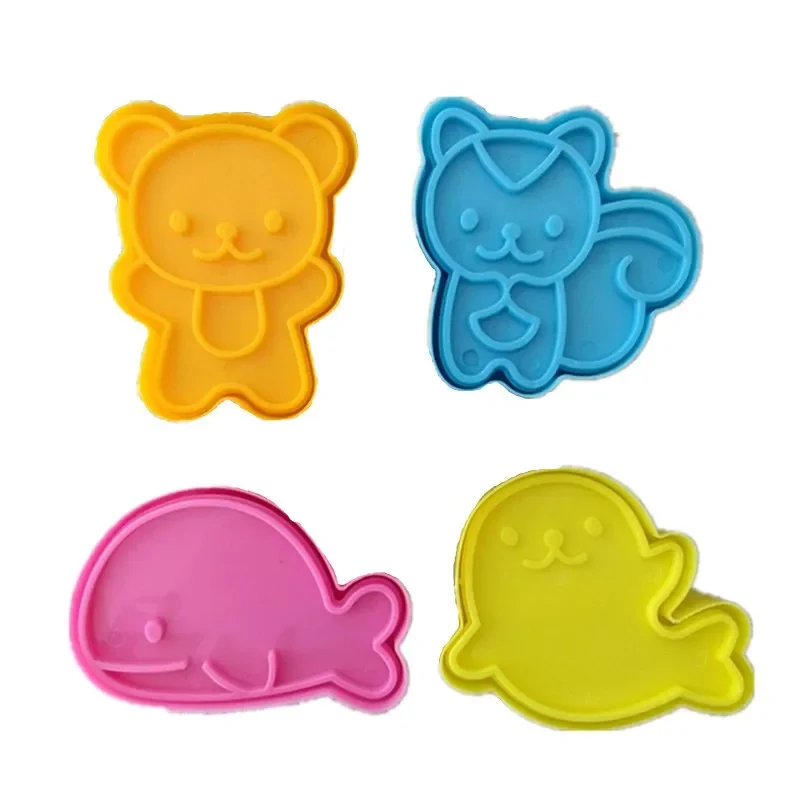 4Pcs/set Cute Samll Dolphin Samll Seal Squirrel Bear Sandwich Cookie Mold Cutters Cutter Cookie Cake Decorating Moulds Tools