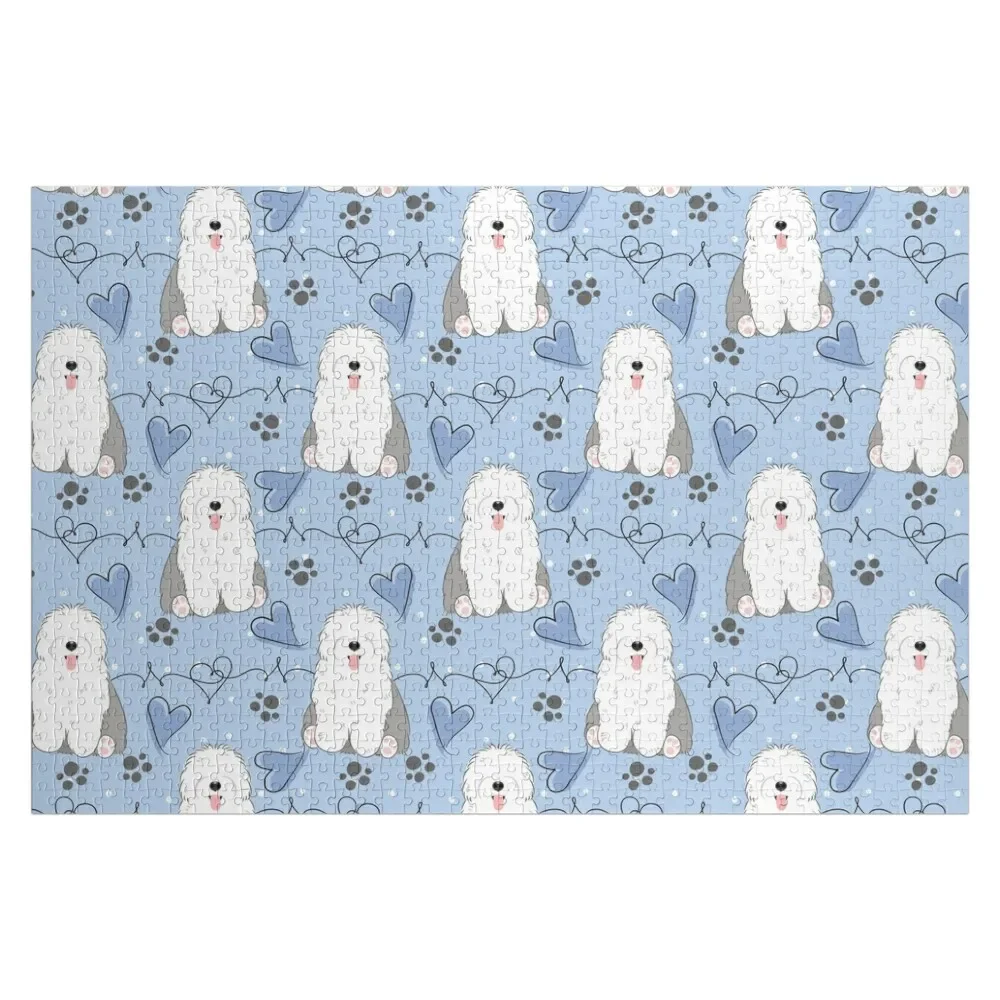 LOVE Old English Sheepdog - Gray and White 1 Jigsaw Puzzle Custom Gift Custom Custom Child Puzzle