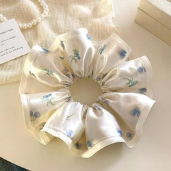 Elegant Floral Scrunchie Hair Accessory - Size fits all (White)