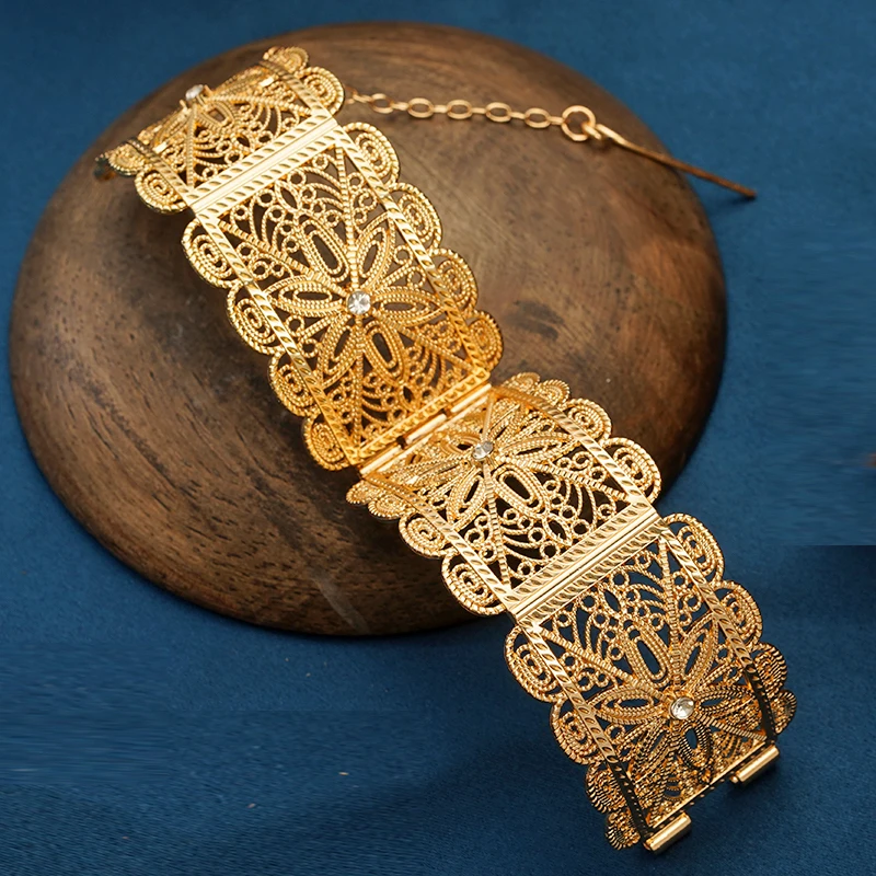 Bracelet Manchette En Os Ethnique Oriental - Bijou Tribal Vintage Large - Laiton