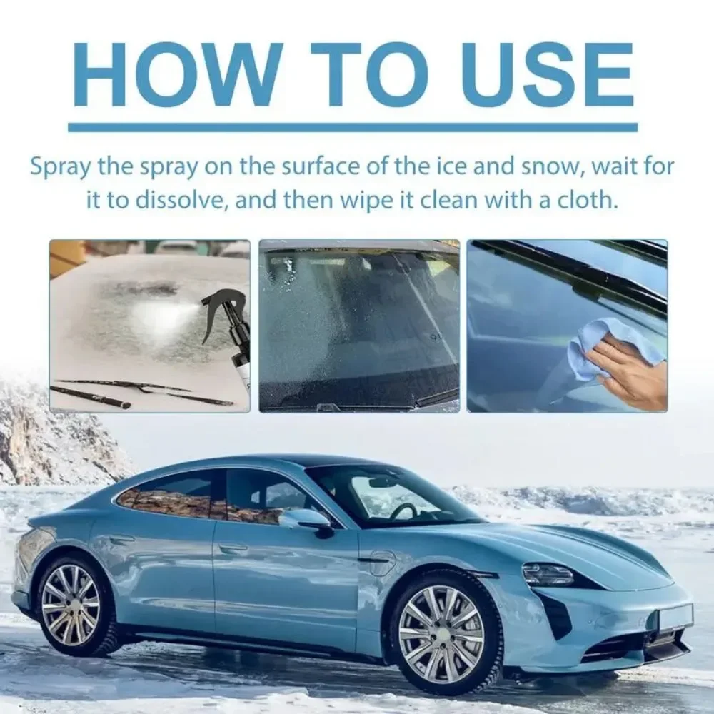 100ml Car Snow Removal Spray Windshield Defroster Auto Snow Melting Deicing Agent Multipurpose Deicing & Melting Agent