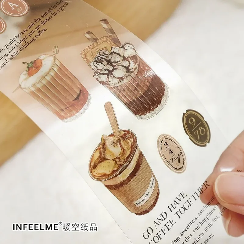 60mm*210mm/roll Bread Dessert Tape Stickers PET Transparent Tapes Making Decorative for Scrapbooking Supplies Journal Collage