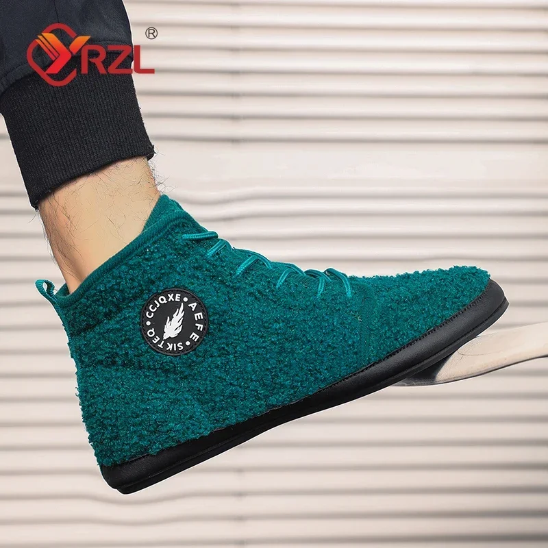 Men Shoes Soft Slippers YRZL Cotton Shoes Men Winter High Top Warm Slip on Lightweight Slippers Men Plush Indoor Cotton Loafers Winter Warm Shoes
