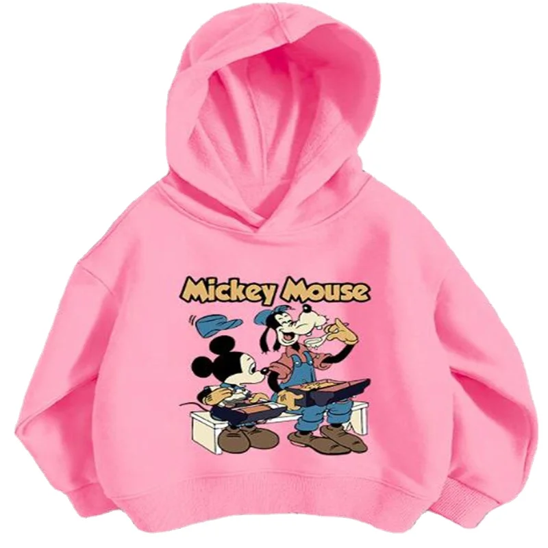Kids Girls Autumn Spring Clothes Long Sleeve Hoodies Sweatshirt Baby Boys Cartoon Mickey Mouse Minnie Donald Pajama Tops Outfit