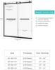 Double Sliding Shower Door, Clear Tempered Glass, 18 inch Pull Handle, Stainless Steel Hardware, Matte Black Finished 3