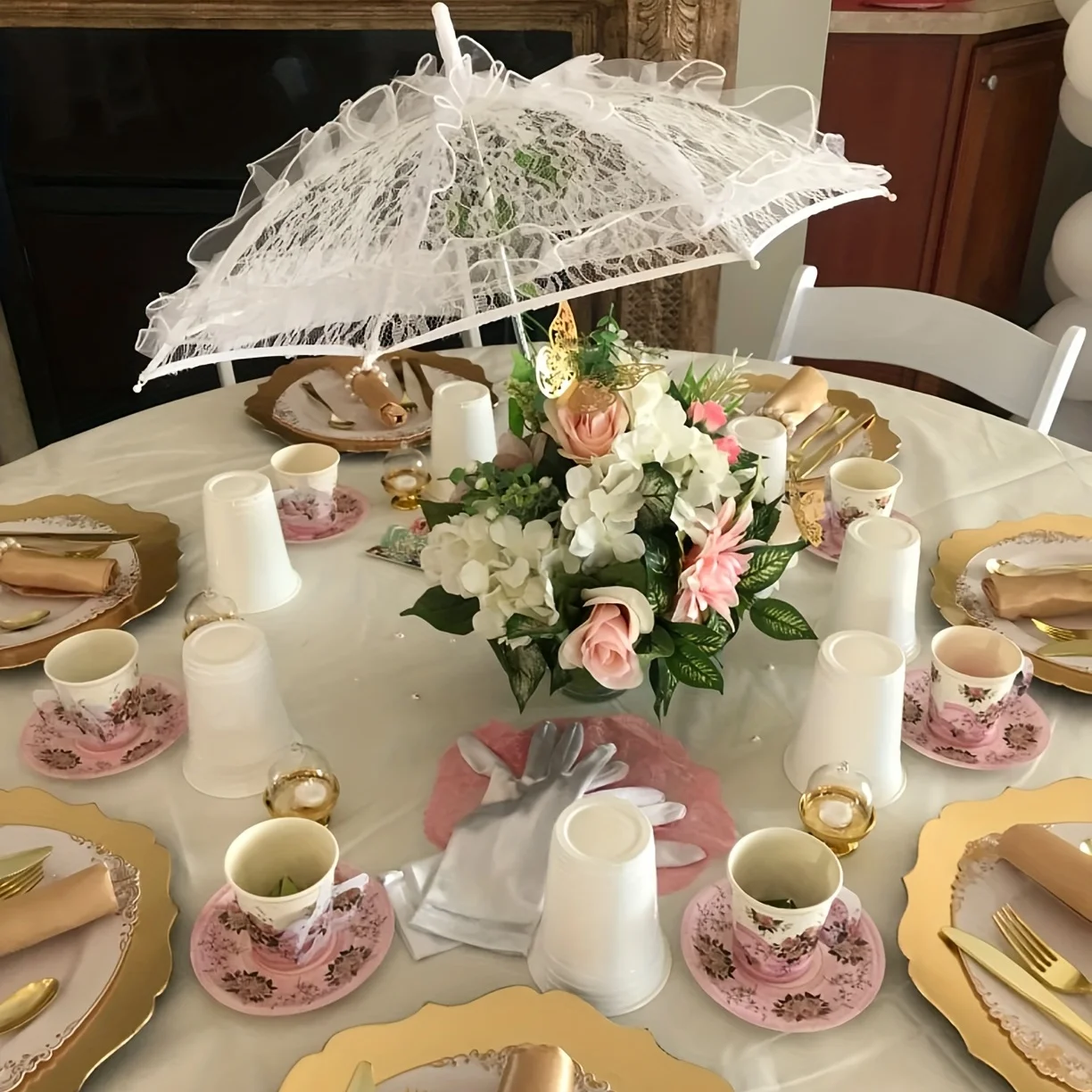 Lace sun umbrella tea party decoration birthday party supplies vintage wedding photography props clothing accessories